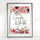 Rode Blush Floral Rozen Kaart & cadeaus Poster