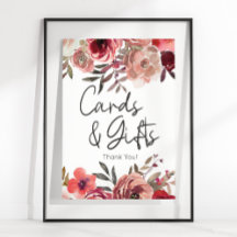 Rode Blush Floral Rozen Kaart & cadeaus