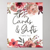 Rode Blush Floral Rozen Kaart & cadeaus Poster (Voorkant)