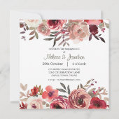 Rode Blush Floral Rozen toevoegen Foto Verloving (Achterkant)