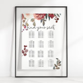 Rode Blush Floral Rozen Wedding Seating Chart Poster