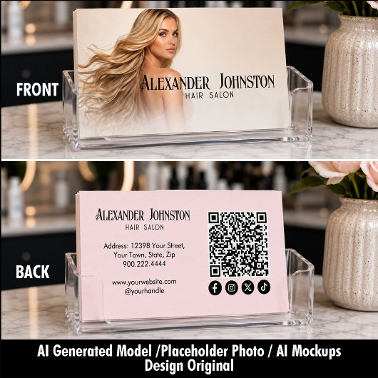 Rode Blush Haar Salon QR Code Sociale Media Visitekaartje