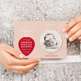 Rode Blush Ornament Baby Aankondiging Vakantiekaar
