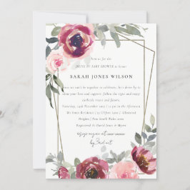 RODE BLUSH ROOS STROOM PER BABY SHOWER INVITE BEDANKKAART