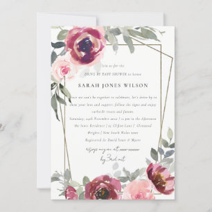 RODE BLUSH ROOS STROOM PER BABY SHOWER INVITE BEDANKKAART