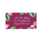 Rode Blush Roze Bloemen Etiket (Voorkant)