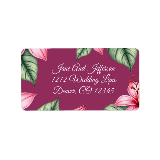 Rode Blush Roze Bloemen Etiket (Voorkant)