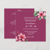 Rode Blush Roze Bloemen Kaart (Voorkant / Achterkant)