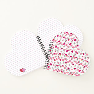 Rode & Blush Roze Symmetrische Bloem Tuin Patroon Notitieboek
