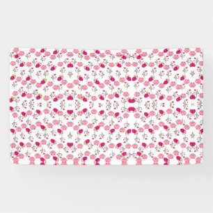 Rode & Blush Roze Symmetrische Bloem Tuin Patroon Spandoek