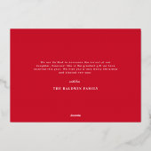 Rode Blush Sier Baby Aankondiging Kerstkaart (Achterkant)