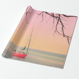 RODE BOAT OP BACH TIJDENS SUNSET CADEAUPAPIER
