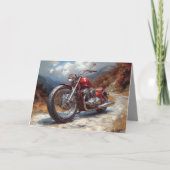 Rode Bobber Motorfiets Kaart - Mountain Achtergron (Voorkant)