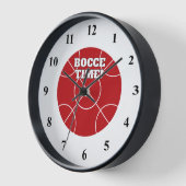 Rode Bocce Ball wandklok met aangepaste tekst (Hoek)