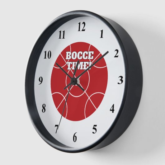 Rode Bocce Ball wandklok met aangepaste tekst (Hoek)