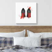 Rode bodems stilettos schoenen hoge hakken & spatt canvas afdruk (Insitu (Slaapkamer))