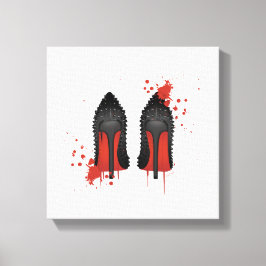 Rode bodems stilettos schoenen hoge hakken & spatt canvas afdruk