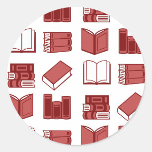 Rode boek lezen en schrijven patroon ronde sticker