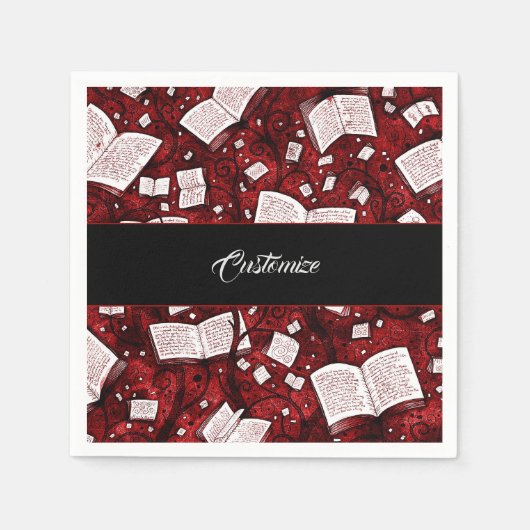 Rode boeken achtergrond servet (Voorkant)