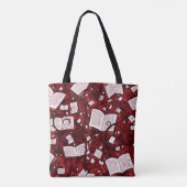 Rode boeken achtergrond tote bag (Achterkant)