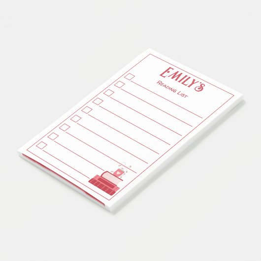 Rode boeken en beker leeslijst Post-It-notities Post-it® Notes (Schuin)
