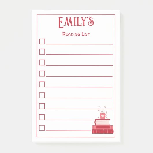 Rode boeken en beker leeslijst Post-It-notities Post-it® Notes (Voorkant)