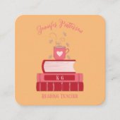 Rode Boeken Tutor Sinaasappel Vierkante Visitekaar Vierkante Visitekaartje (Voorkant)