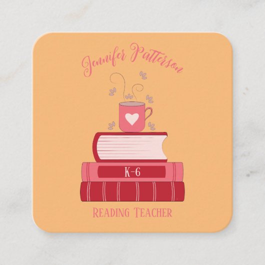 Rode Boeken Tutor Sinaasappel Vierkante Visitekaar Vierkante Visitekaartje (Voorkant)