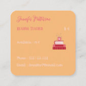 Rode Boeken Tutor Sinaasappel Vierkante Visitekaar Vierkante Visitekaartje (Achterkant)