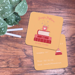 Rode Boeken Tutor Sinaasappel Vierkante Visitekaar Visitekaartje