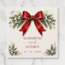 Rode Boeket Botanische Bloemen Winter Kerst Huweli Bedankjes Labels