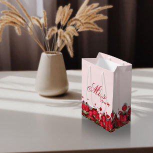Rode Boeket van Bloemen Gift Bag Medium Cadeauzakje