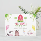 Rode Boerderij Huis Waterverf Verjaardag Kaart (Staand voorkant)