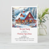 Rode Boerderij Kerst Open Huis Kaart (Staand voorkant)