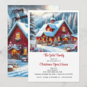 Rode Boerderij Kerst Open Huis Kaart (Voorkant / Achterkant)