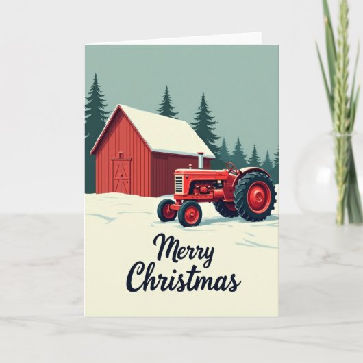 Rode boerderij kerstkaart kaart (Voorkant)