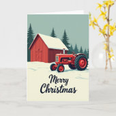 Rode boerderij kerstkaart kaart (Gele Bloem)