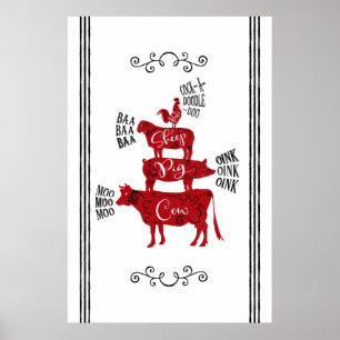Rode Boerderij Poster