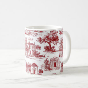 Rode boerderij toile landschappelijke boompatroon koffiemok