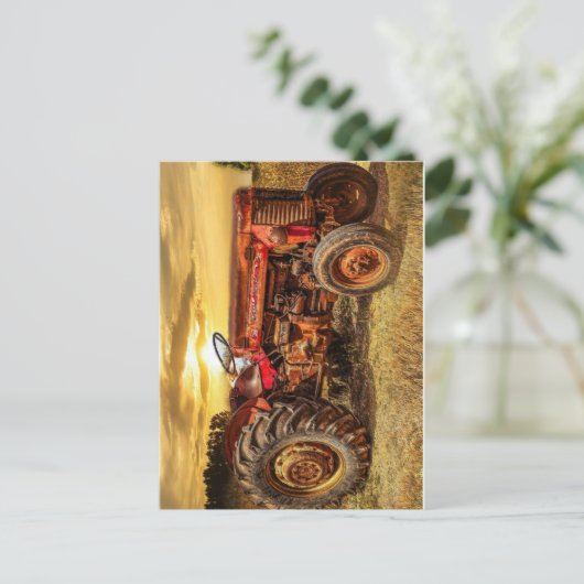 rode Boerderij tractor Briefkaart (Staand voorkant)