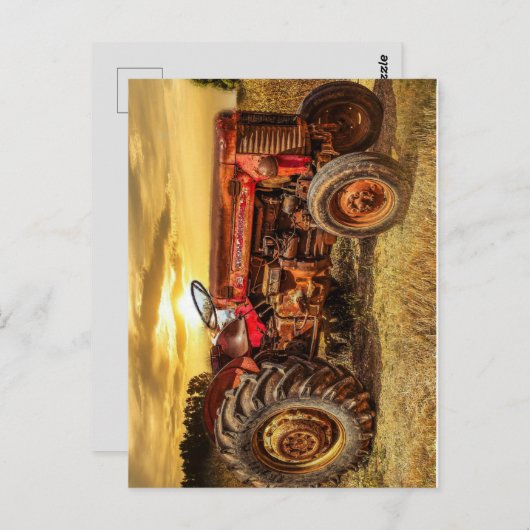  rode Boerderij tractor Briefkaart (Voorkant / Achterkant)