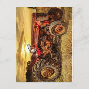  rode Boerderij tractor Briefkaart
