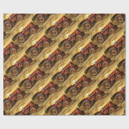  rode Boerderij tractor Cadeaupapier (Vlak)