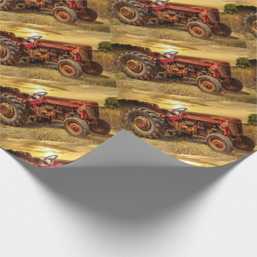  rode Boerderij tractor Cadeaupapier (Hoek)