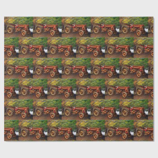  rode Boerderij tractor Cadeaupapier (Vlak)