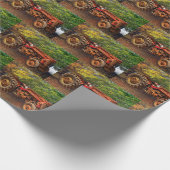  rode Boerderij tractor Cadeaupapier (Hoek)