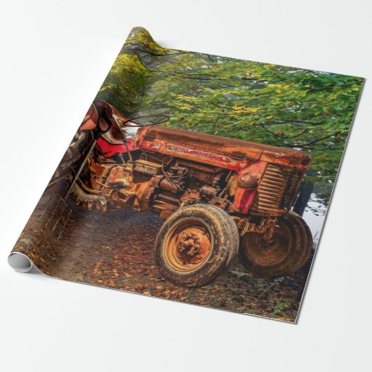  rode Boerderij tractor Cadeaupapier (Uitgerold)