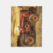  rode Boerderij tractor Fleece Deken (Voorkant)