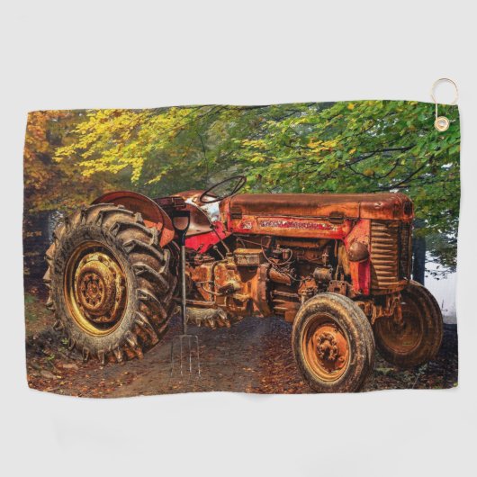rode Boerderij tractor Golfhanddoek (Horizontaal)