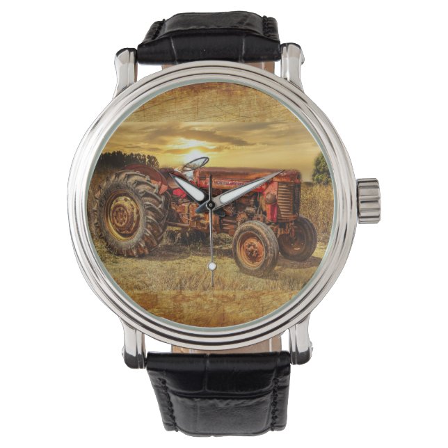 rode Boerderij tractor Horloge (Voorkant)